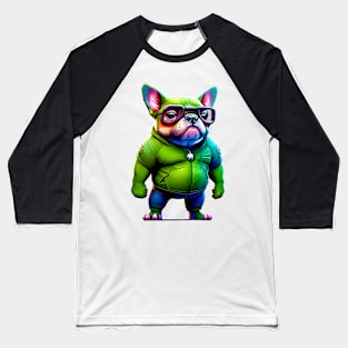 Frenchie in Fun Monster Attire Version 2 Baseball T-Shirt